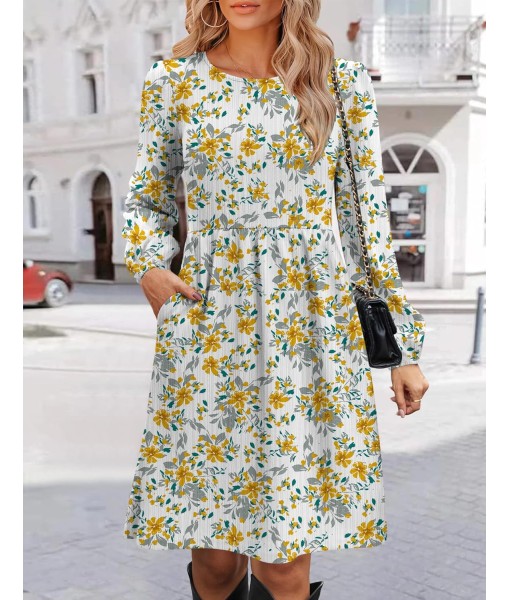 Zeagoo Women's Fall Sweater Dresses with Pockets Crew Neck Long Sleeve A-Line Dresses for Women 2025 Casual Winter Dresses