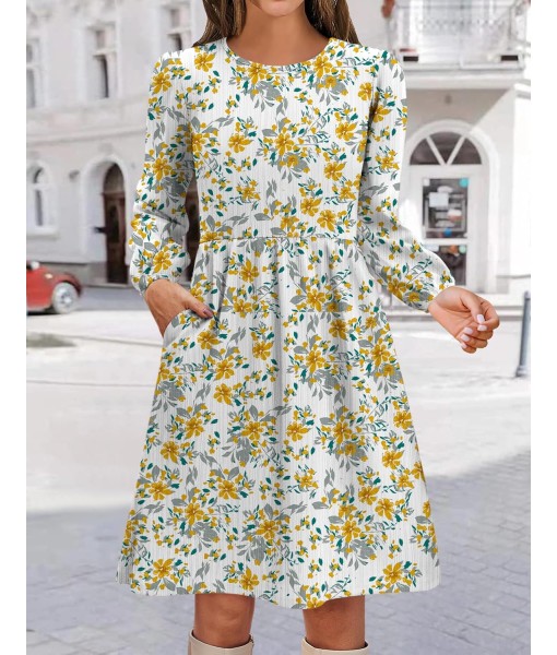 Zeagoo Women's Fall Sweater Dresses with Pockets Crew Neck Long Sleeve A-Line Dresses for Women 2025 Casual Winter Dresses