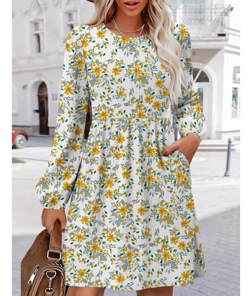 Zeagoo Women's Fall Sweater Dresses with Pockets Crew Neck Long Sleeve A-Line Dresses for Women 2025 Casual Winter Dresses