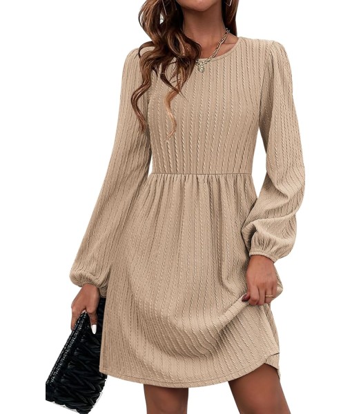 Zeagoo Women's Fall Sweater Dresses with Pockets Crew Neck Long Sleeve A-Line Dresses for Women 2025 Casual Winter Dresses