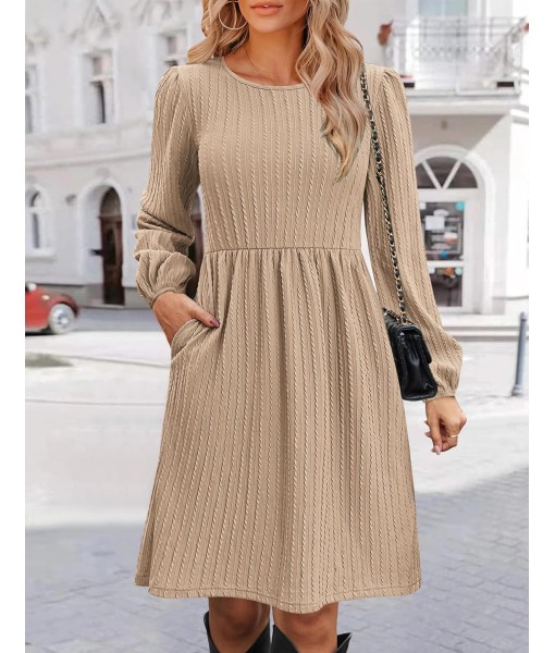 Zeagoo Women's Fall Sweater Dresses with Pockets Crew Neck Long Sleeve A-Line Dresses for Women 2025 Casual Winter Dresses