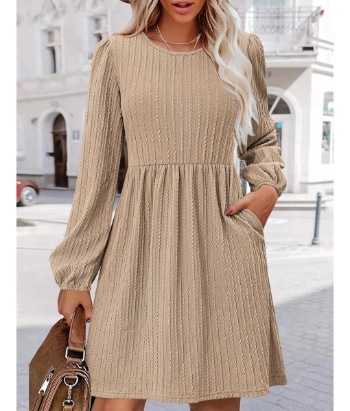 Zeagoo Women's Fall Sweater Dresses with Pockets Crew Neck Long Sleeve A-Line Dresses for Women 2025 Casual Winter Dresses