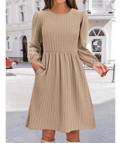 Zeagoo Women's Fall Sweater Dresses with Pockets Crew Neck Long Sleeve A-Line Dresses for Women 2025 Casual Winter Dresses