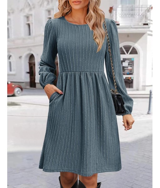 Zeagoo Women's Fall Sweater Dresses with Pockets Crew Neck Long Sleeve A-Line Dresses for Women 2025 Casual Winter Dresses