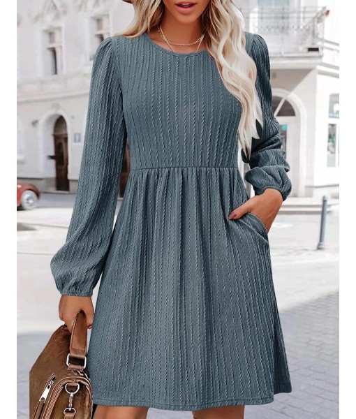 Zeagoo Women's Fall Sweater Dresses with Pockets Crew Neck Long Sleeve A-Line Dresses for Women 2025 Casual Winter Dresses