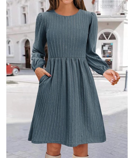 Zeagoo Women's Fall Sweater Dresses with Pockets Crew Neck Long Sleeve A-Line Dresses for Women 2025 Casual Winter Dresses