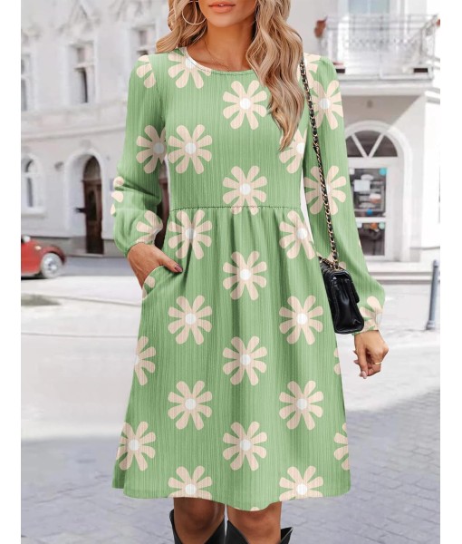 Zeagoo Women's Fall Sweater Dresses with Pockets Crew Neck Long Sleeve A-Line Dresses for Women 2025 Casual Winter Dresses