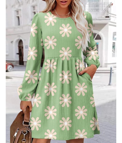 Zeagoo Women's Fall Sweater Dresses with Pockets Crew Neck Long Sleeve A-Line Dresses for Women 2025 Casual Winter Dresses