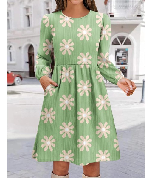Zeagoo Women's Fall Sweater Dresses with Pockets Crew Neck Long Sleeve A-Line Dresses for Women 2025 Casual Winter Dresses