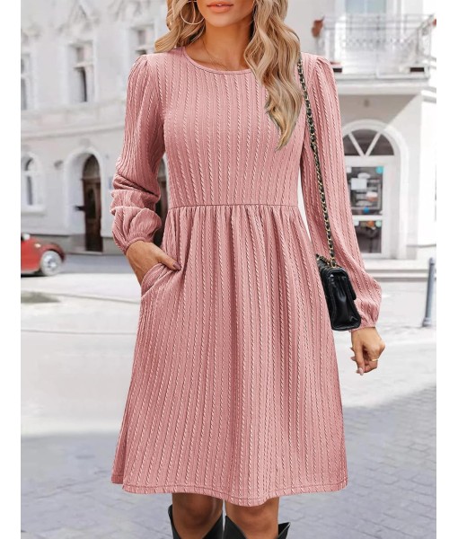 Zeagoo Women's Fall Sweater Dresses with Pockets Crew Neck Long Sleeve A-Line Dresses for Women 2025 Casual Winter Dresses