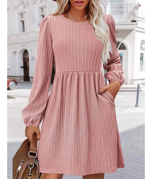 Zeagoo Women's Fall Sweater Dresses with Pockets Crew Neck Long Sleeve A-Line Dresses for Women 2025 Casual Winter Dresses