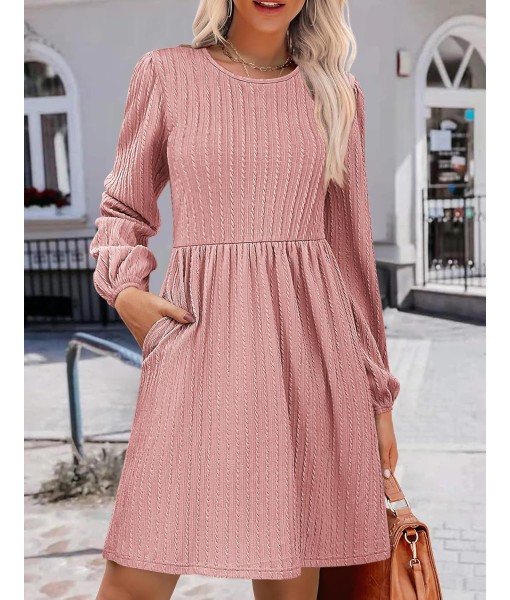 Zeagoo Women's Fall Sweater Dresses with Pockets Crew Neck Long Sleeve A-Line Dresses for Women 2025 Casual Winter Dresses