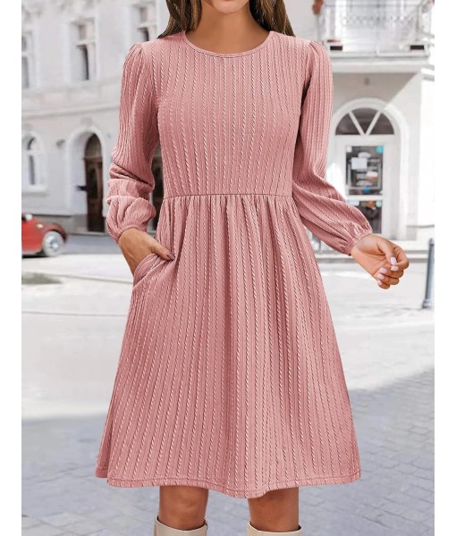 Zeagoo Women's Fall Sweater Dresses with Pockets Crew Neck Long Sleeve A-Line Dresses for Women 2025 Casual Winter Dresses