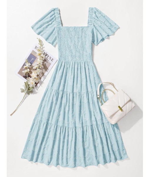 ZESICA Women‘s Summer Boho Floral Midi Dress 2025 Casual Short Sleeve Square Neck Flowy Beach Vacation Long Dress