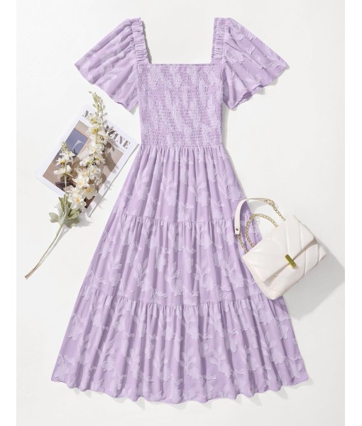 ZESICA Women‘s Summer Boho Floral Midi Dress 2025 Casual Short Sleeve Square Neck Flowy Beach Vacation Long Dress