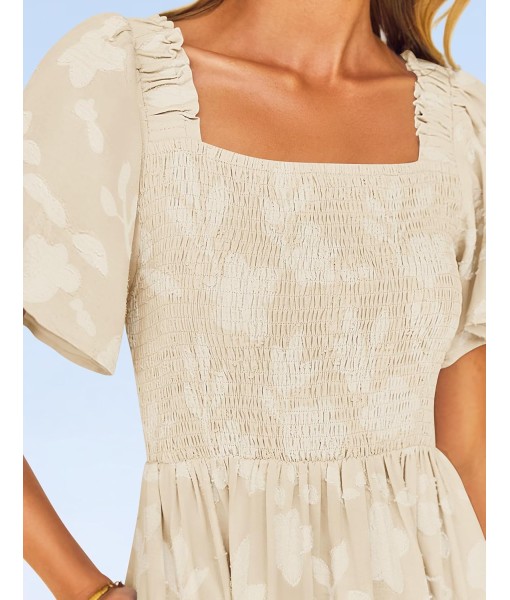ZESICA Women‘s Summer Boho Floral Midi Dress 2025 Casual Short Sleeve Square Neck Flowy Beach Vacation Long Dress