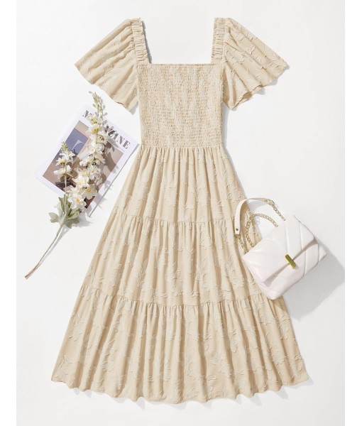ZESICA Women‘s Summer Boho Floral Midi Dress 2025 Casual Short Sleeve Square Neck Flowy Beach Vacation Long Dress