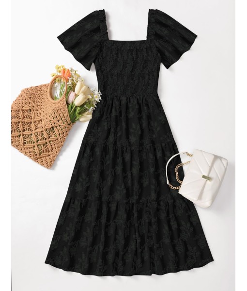 ZESICA Women‘s Summer Boho Floral Midi Dress 2025 Casual Short Sleeve Square Neck Flowy Beach Vacation Long Dress