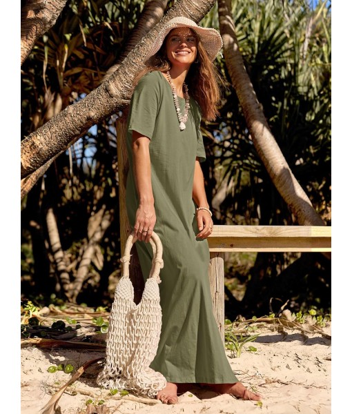 MEROKEETY Women's 2025 Summer Maxi Dress Casual Short Sleeve Beach Vacation Crewneck Basic Long T Shirt Dresses