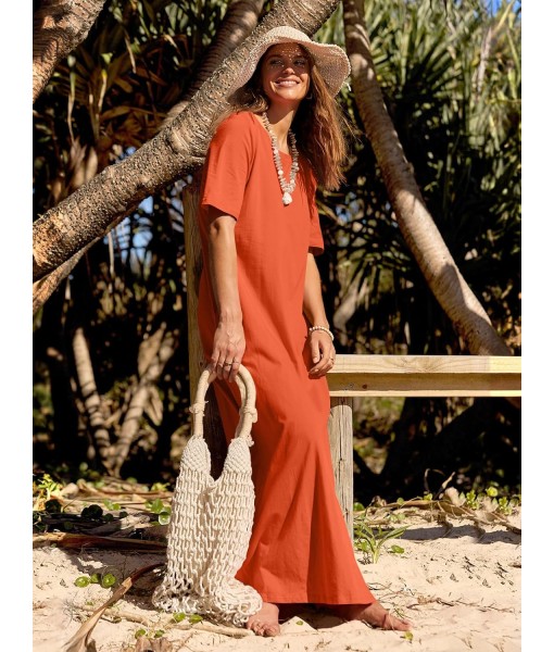 MEROKEETY Women's 2025 Summer Maxi Dress Casual Short Sleeve Beach Vacation Crewneck Basic Long T Shirt Dresses