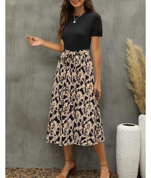 Zattcas Women 2025 Summer Dress Short Sleeve Ribbed Teacher Church Modest Business Casual Work Outfits Midi Dress
