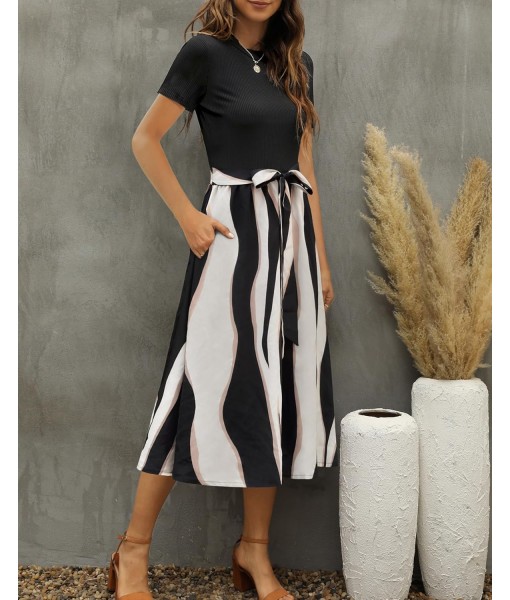 Zattcas Women 2025 Summer Dress Short Sleeve Ribbed Teacher Church Modest Business Casual Work Outfits Midi Dress