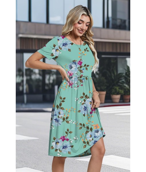 AYIFU Womens Short Sleeve Empire Waist Dresses Casual Summer Dress with Pockets