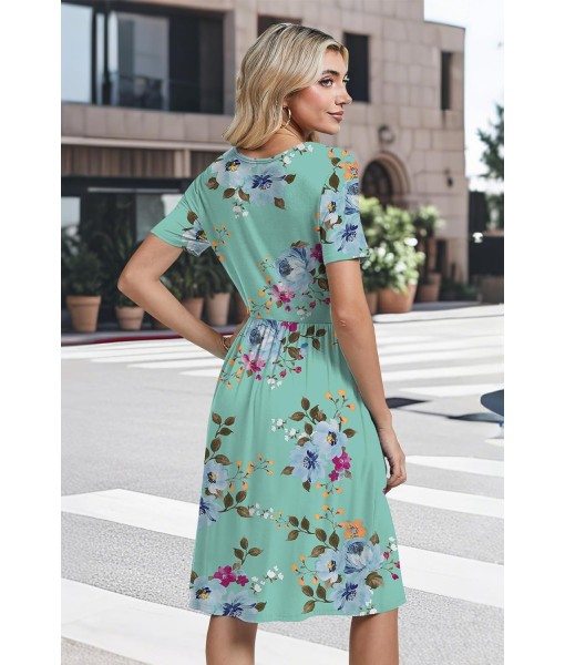 AYIFU Womens Short Sleeve Empire Waist Dresses Casual Summer Dress with Pockets