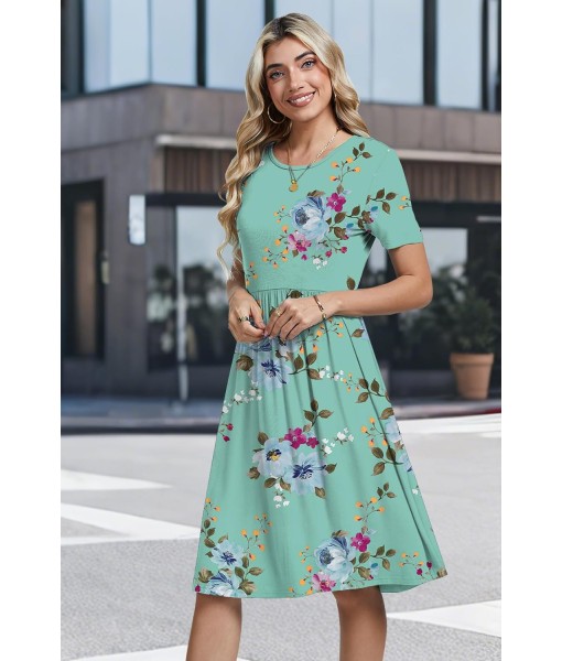 AYIFU Womens Short Sleeve Empire Waist Dresses Casual Summer Dress with Pockets