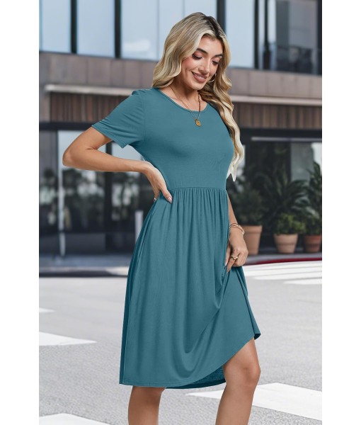 AYIFU Womens Short Sleeve Empire Waist Dresses Casual Summer Dress with Pockets