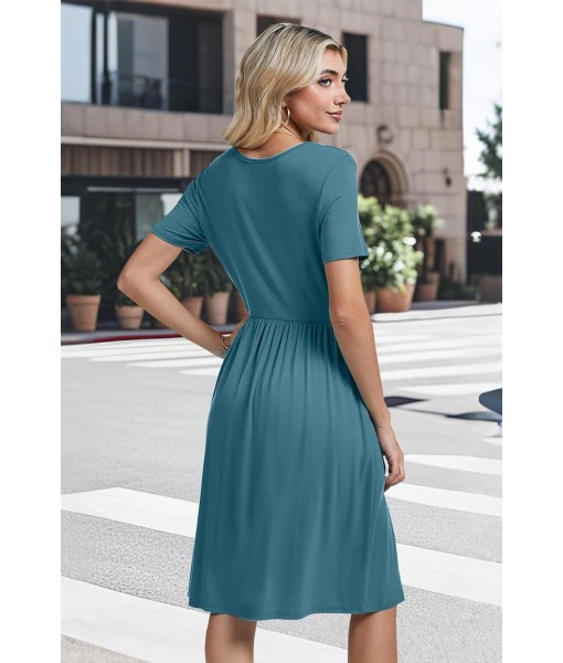 AYIFU Womens Short Sleeve Empire Waist Dresses Casual Summer Dress with Pockets