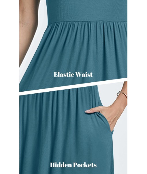AYIFU Womens Short Sleeve Empire Waist Dresses Casual Summer Dress with Pockets