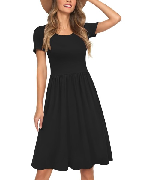 AYIFU Womens Short Sleeve Empire Waist Dresses Casual Summer Dress with Pockets