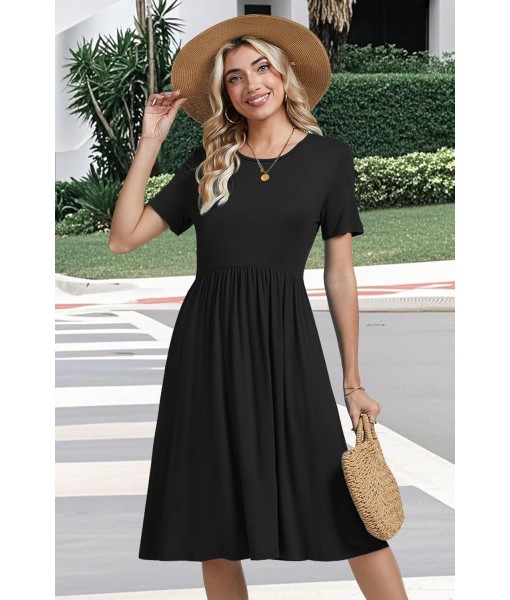AYIFU Womens Short Sleeve Empire Waist Dresses Casual Summer Dress with Pockets