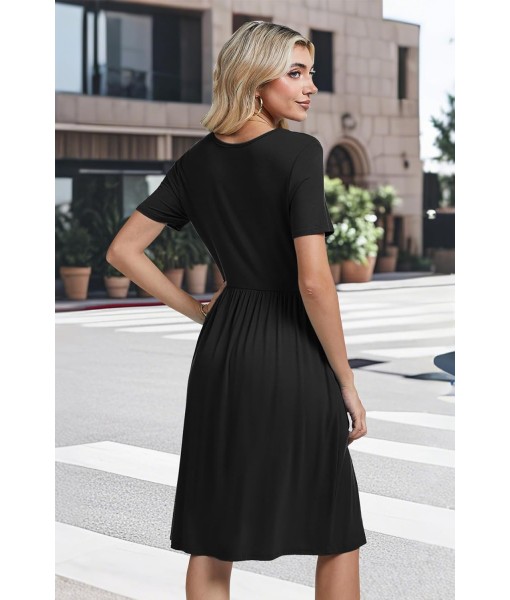 AYIFU Womens Short Sleeve Empire Waist Dresses Casual Summer Dress with Pockets