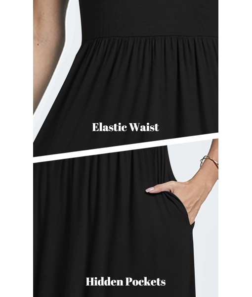 AYIFU Womens Short Sleeve Empire Waist Dresses Casual Summer Dress with Pockets