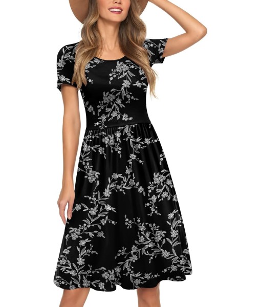 AYIFU Womens Short Sleeve Empire Waist Dresses Casual Summer Dress with Pockets