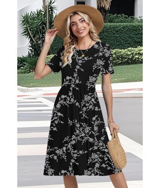 AYIFU Womens Short Sleeve Empire Waist Dresses Casual Summer Dress with Pockets