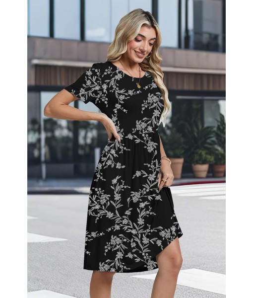 AYIFU Womens Short Sleeve Empire Waist Dresses Casual Summer Dress with Pockets