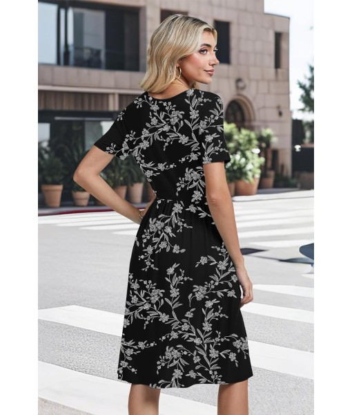 AYIFU Womens Short Sleeve Empire Waist Dresses Casual Summer Dress with Pockets