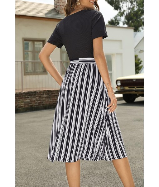 Zattcas Women 2025 Summer Dress Short Sleeve Ribbed Teacher Church Modest Business Casual Work Outfits Midi Dress