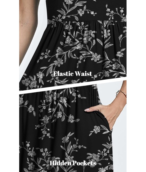 AYIFU Womens Short Sleeve Empire Waist Dresses Casual Summer Dress with Pockets