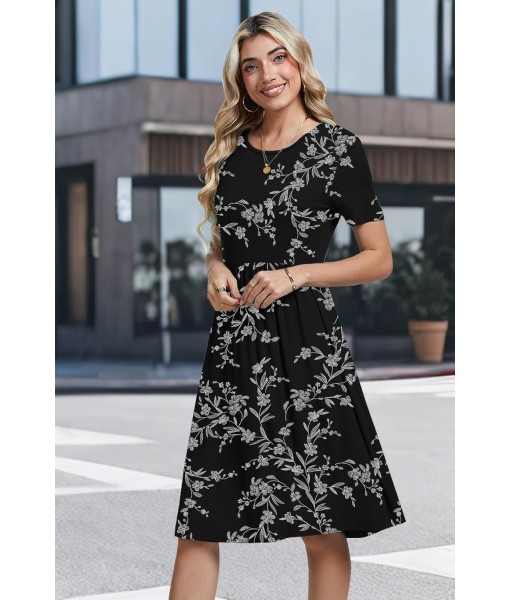 AYIFU Womens Short Sleeve Empire Waist Dresses Casual Summer Dress with Pockets