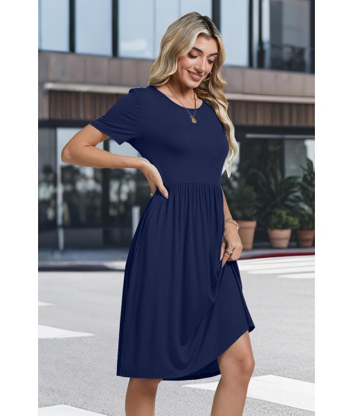 AYIFU Womens Short Sleeve Empire Waist Dresses Casual Summer Dress with Pockets