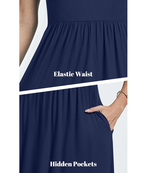 AYIFU Womens Short Sleeve Empire Waist Dresses Casual Summer Dress with Pockets