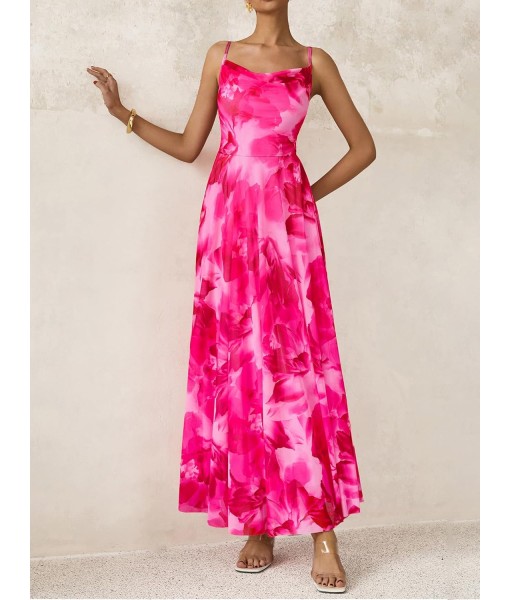 BTFBM Women Summer Floral Maxi Dresses Elegant Spaghetti Strap Dress Printed Party Dress Beach Long Dresses