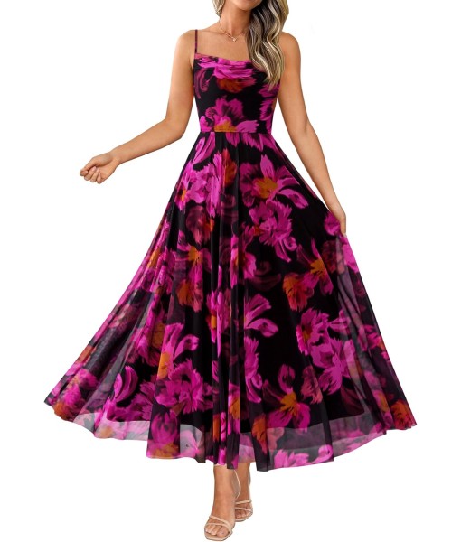 BTFBM Women Summer Floral Maxi Dresses Elegant Spaghetti Strap Dress Printed Party Dress Beach Long Dresses