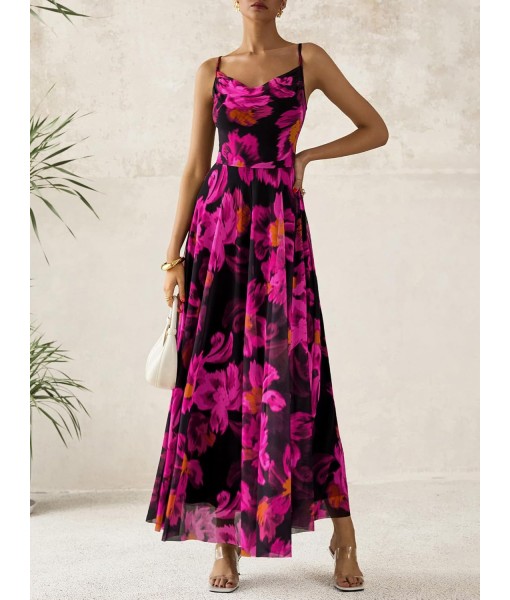 BTFBM Women Summer Floral Maxi Dresses Elegant Spaghetti Strap Dress Printed Party Dress Beach Long Dresses