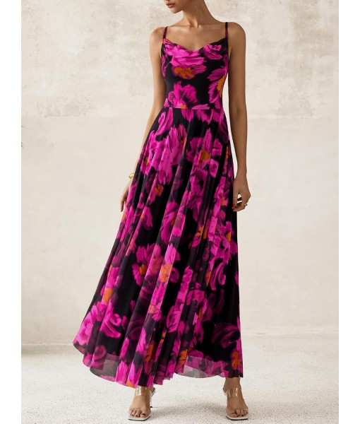 BTFBM Women Summer Floral Maxi Dresses Elegant Spaghetti Strap Dress Printed Party Dress Beach Long Dresses