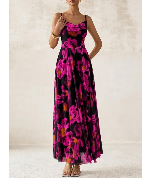 BTFBM Women Summer Floral Maxi Dresses Elegant Spaghetti Strap Dress Printed Party Dress Beach Long Dresses